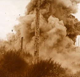 Wybuch kopalni, Wogezy, wschodnia Francja, c1914-c1918