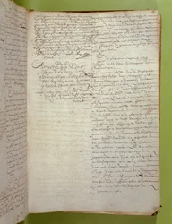 Wyciąg z akt Conciergerie o skazaniu na śmierć przez egzekucję i spalenie markizy de Brinvilliers, kwiecień 1673 (pióro i atrament na papierze)