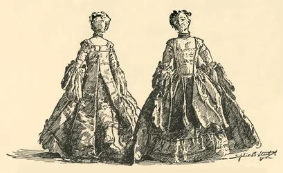 Modna lalka w woreczku Watteau z tafty z halką z haczykiem, c1750-1800, 1937