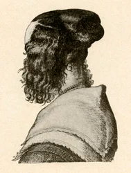 Modny styl fryzjerski, panowanie Karola I i II, ok. 1620-1680, 1937.
