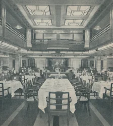 Jadalnia pierwszej klasy na królowej Bermudów, 1937