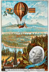 Pierwsza próba kierowania balonem przez Guytona de Morveau, Dijon, Francja, lata 1784 1890.