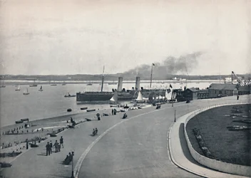 Fleetwood - Promenada: Odjazd parowca Isle of Man, 1895