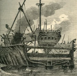 Pływający dok, Deptford 1820, c1878.