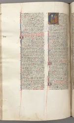 Fol. 227v, Psalm 80, historyczny inicjał E, Dawid uderzający w karylion piekieł, c. 227v, Psalm 80, historyczny inicjał E, 1275-1300.
