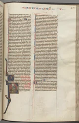 Fol. 456r, Tymoteusz I, inicjał historyczny P, Paweł w pozycji siedzącej, ok. 456r. 1275-1300.