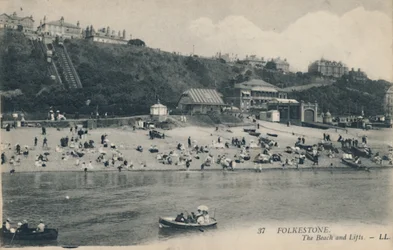 Folkestone. Plaża i wyciągi, koniec XIX-początek XX wieku