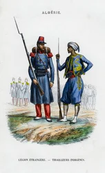 Cudzoziemski legionista i rodzimy strzelec wyborowy, armia francuska w Algierii