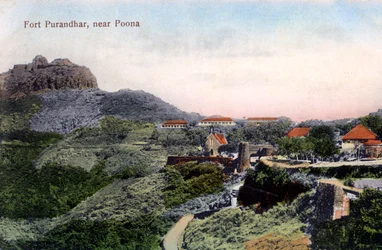 Fort Purandhar, niedaleko Pune Poona, Indie, początek XX wieku