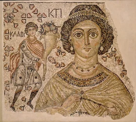 Fragment mozaiki podłogowej z personifikacją Ktisy, bizantyjska, 500-550.