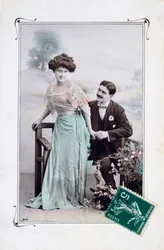 Romantyczna pocztówka francuska, ok. 1900