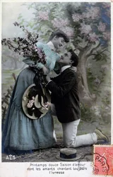 Romantyczna pocztówka francuska, ok. 1900