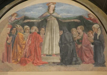 Fresk Madonna della Misericordia, kaplica Vespucci, Ognissanti, Florencja, Włochy (foto)