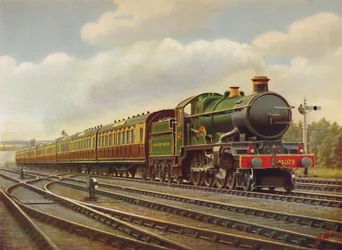 G.W.R. Cornish Riviera Limited Express przy pełnej prędkości,- Silnik Pendennis Castle., 1926