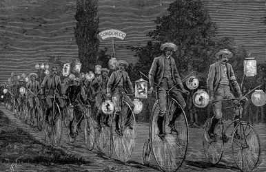 Spotkanie brytyjskich klubów kolarskich w Castle Inn, Woodford, Essex, 1 czerwca 1889