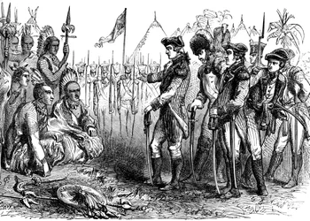 Generał Burgoyne przemawiający do Indian, 1777 c1880
