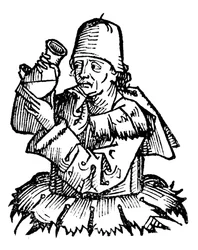 Gentile da Foligno, XIV-wieczny włoski lekarz, badający próbkę moczu, 1493