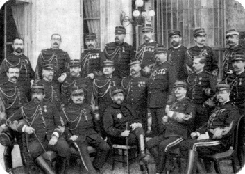 Georges Boulanger, francuski generał i polityk, z innymi oficerami armii, 1888