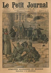 Okrucieństwa niemieckie w Belgii: egzekucja z karabinu maszynowego, 1915 r.