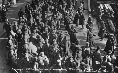 Niemieccy jeńcy wojskowi, w tym straż pruska w Southend na morzu, c1914-1915