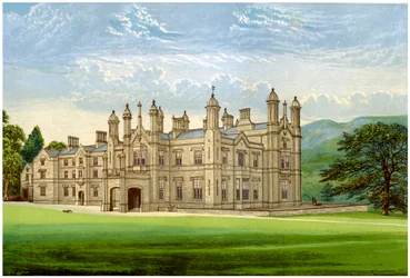 Glanusk Park, Brecknockshire, Walia, dom Baroneta Baileya, ok. 1880 r.