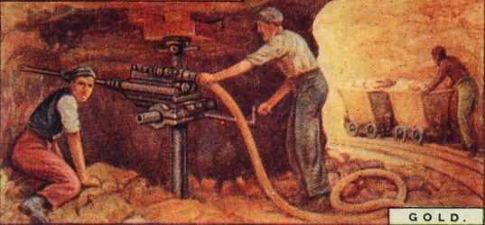 Złoto. - Wiercenie otworów strzałowych, Afryka Południowa, 1928
