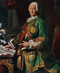 Hrabia Brühl 1700-1763. - Grawerowanie według obrazu Silvestre