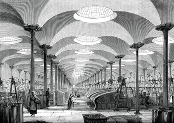 Wielka sala w młynie lnianym panów Marshalls, Leeds, ok. 1880 r.