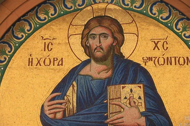 Grecka ikona prawosławna przedstawiająca Jezusa Chrystusa, Saloniki, Grecja