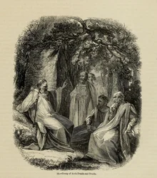 Grupa arcydruidów i druidów Z książki Old England: A Pictorial Museum, 1845