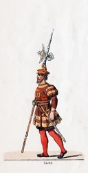 Gwardia, projekt kostiumu do sztuki Szekspira, Henryk VIII, XIX w.