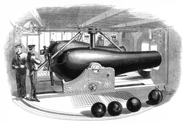 Wieżyczka armat na pokładzie USS Passaic, ok. 1860 r.