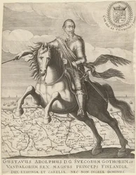 Gustavus Adolphus przed mapą Pomorza w tle, 1630