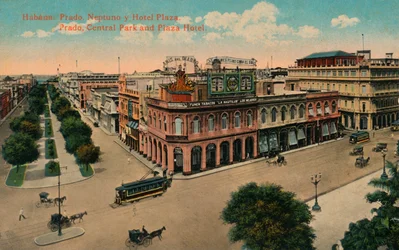 Hawana: Prado, Neptuno i Hotel Plaza. Prado, Central Park i Plaza Hotel, ok. 1910 r.