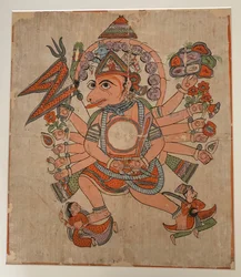 Hanuman w swojej tantrycznej pięciogłowej formie Pancha Mukha, ca. koniec XIX wieku.