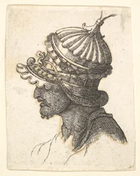 Głowa w hełmie, XVII w. .