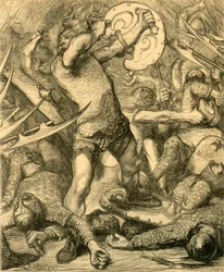 Hereward przedziera się przez zastępy Normanów, ok. 1890 r.