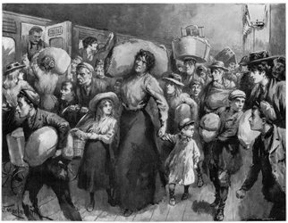Zbieracze chmielu opuszczają London Bridge o północy 1900