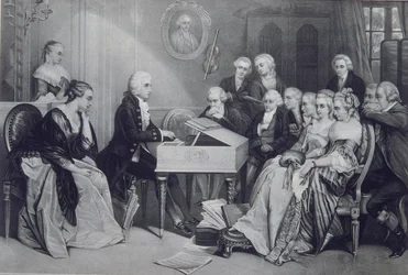 Koncert domowy u rodziny Mozartów w Wiedniu, XIX w.