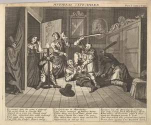 Hudibras Katechizowana Tablica 9: Ilustracje do Samuela Butlersa Hudibras, 1725-30 .