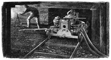 Hydrauliczna maszyna do cięcia węgla, nazwana The Iron Man, 1867