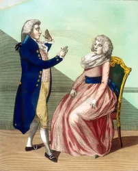 Hipnotyzer hipnotyzujący pacjenta, ok. 1795 r.