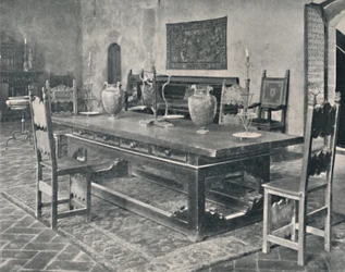 Wnętrze, Palazzo Davanzati - Z XV-wiecznym stołem z Parmy lub dystryktu Modena, 1928