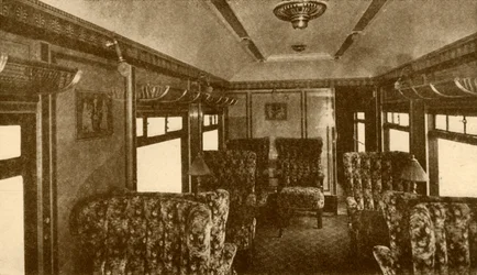 Wnętrze samochodu Pullman, Marjorie, Southern Railway, 1930.