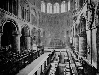 Wnętrze kościoła św Bartłomieja Wielkiego, West Smithfield, City of London, 1906