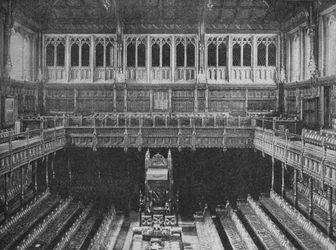 Wnętrze Izby Gmin, Westminster, patrząc w kierunku fotela mówców, 1909
