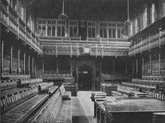 Wnętrze Izby Gmin, Westminster, patrząc w stronę Galerii Nieznajomych, 1909