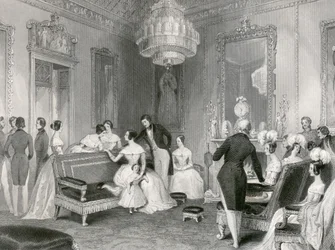 Wnętrze Żółtego Salonu, Pałac Buckingham, Londyn, 1840