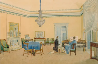 Wnętrze z figurami. Sala Muzyczna, 1830-1839