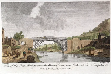 Żelazny most przez Severn w Ironbridge, Coalbrookdale, Anglia, zbudowany w 1779